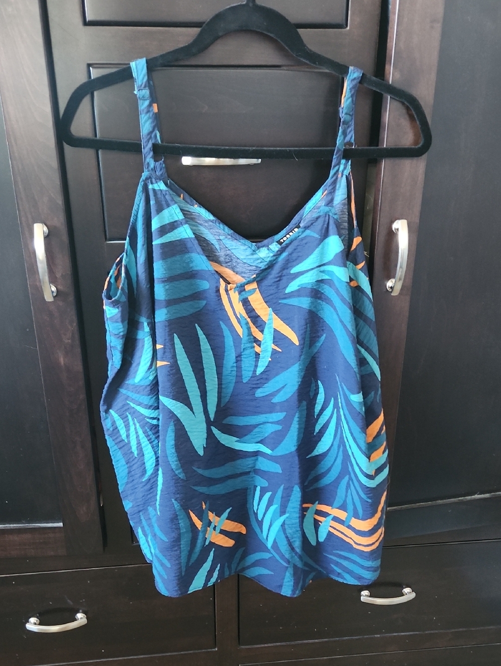 torrid Sophie Blue Teal Stripe & Leaf Print Swing Top